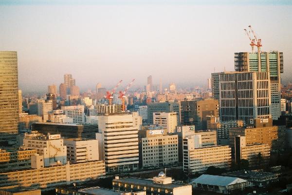 朝焼けに染まる東京のビル街 癒し憩い画像データベース