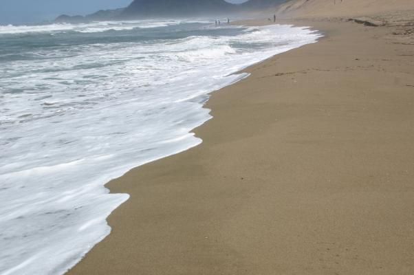 鳥取砂丘に打ち寄せる白い波