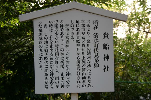 柿田川公園内の貴船神社説明板