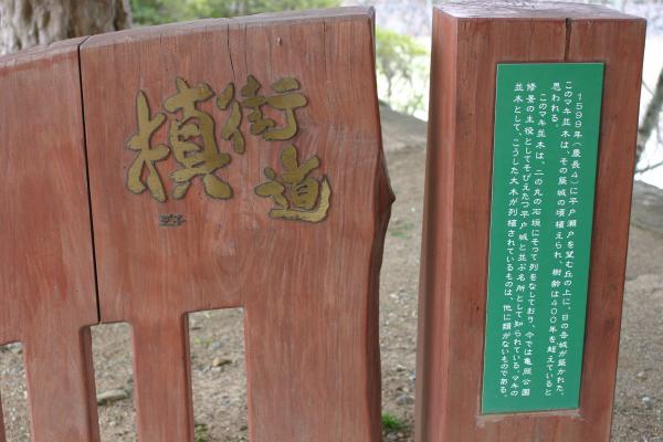 平戸城敷地内の「槇街道」標識