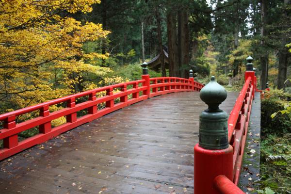 出羽三山神社の神橋と黄葉