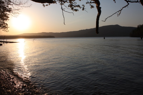 阿寒湖畔の夕陽