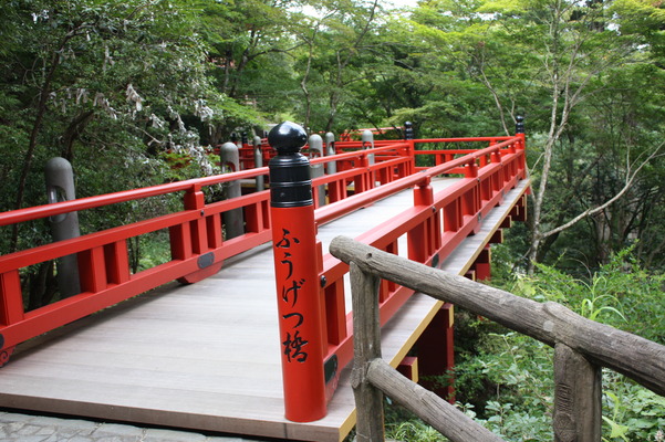 緑葉期の那谷寺「赤い楓月橋」