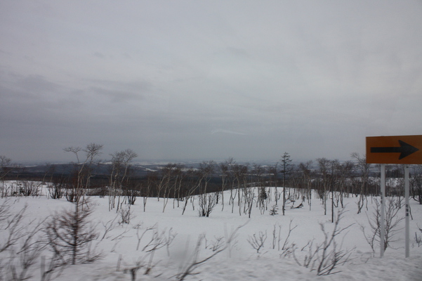 車窓から見た北海道の雪原