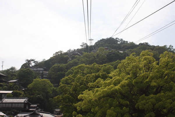 下から見上げた千光寺へのロープウェイ/癒し憩い画像データベース