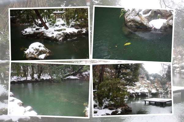 積雪の越前・那谷寺「奇岩遊仙境」の前池/癒し憩い画像データベース