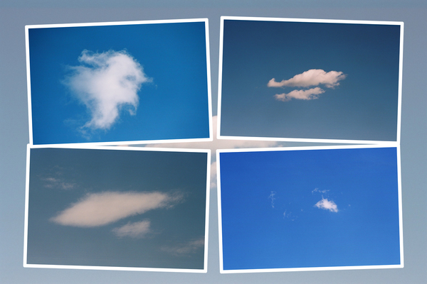 青空といろいろな形の浮雲