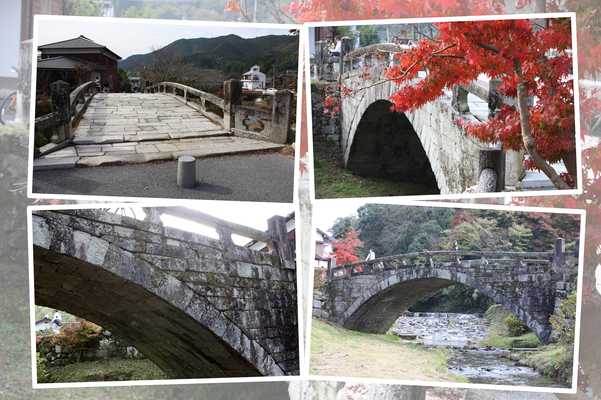 秋月の古い石橋「眼鏡橋」の秋