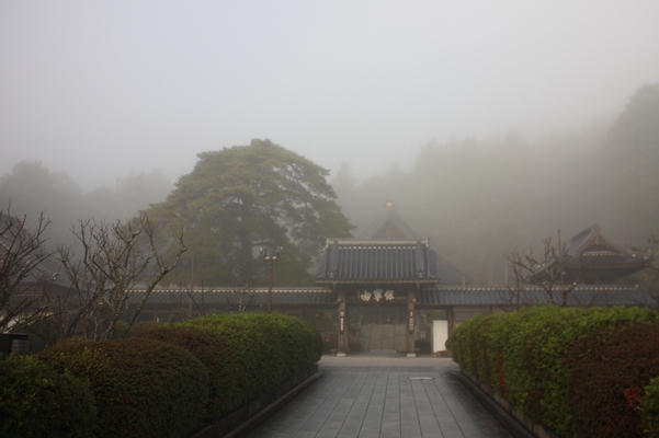 霧に包まれた瑠璃光寺