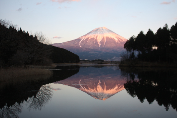 湖に映る逆さ富士