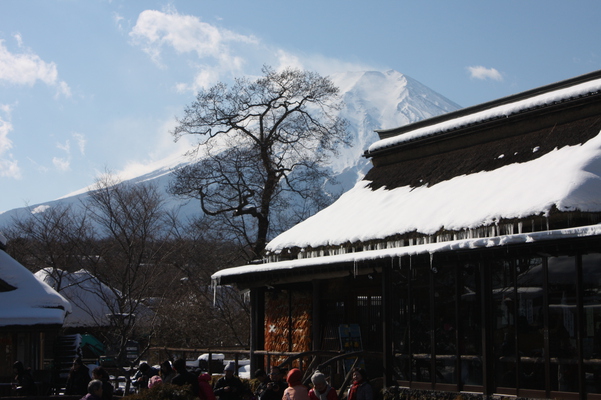 冬の忍野八海と富士山