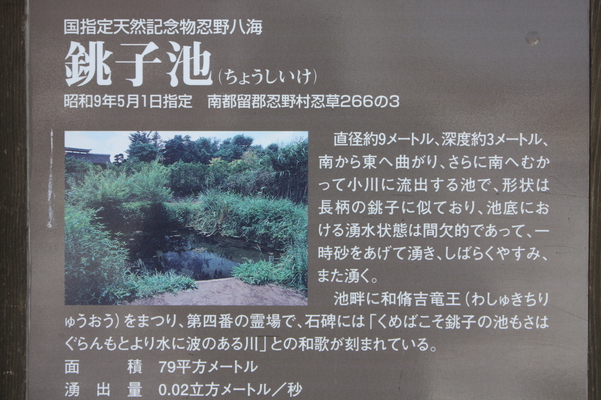 忍野八海「銚子池」説明版
