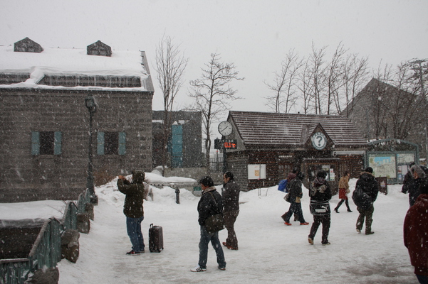 降雪の小樽運河広場