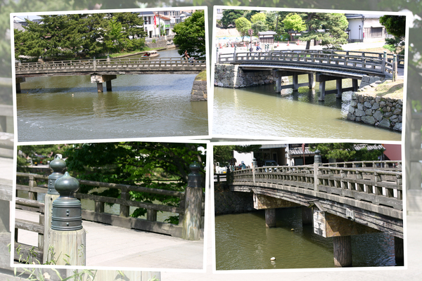 松江城の堀と架かる橋