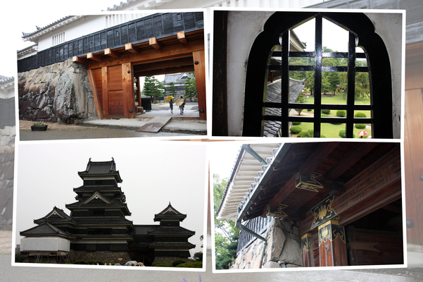 信州「松本城」の櫓と城門