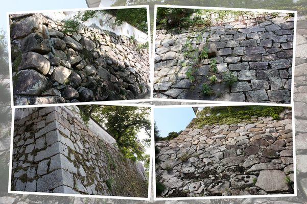 岡山城の「いろいろな積み方の石垣」