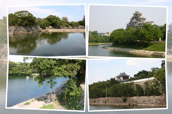 夏の岡山城「旭川と濠」/癒し憩い画像データベース