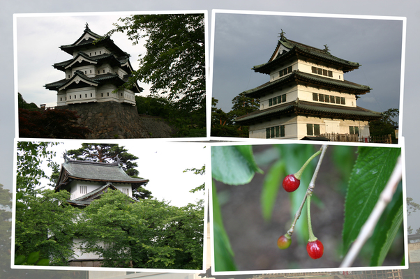 夏の弘前城の「天守閣」