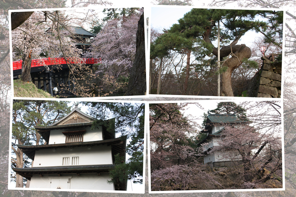弘前城の櫓と春景色