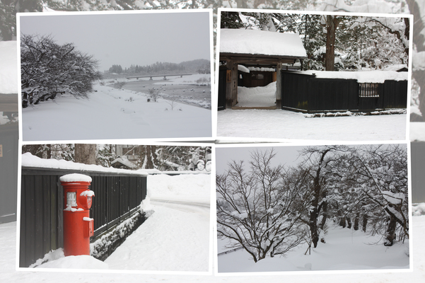 冬・積雪の角館「武家屋敷通り」と「桧木内川」
