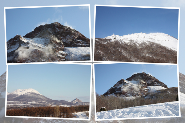 冬積雪の「昭和新山」と「有珠山」