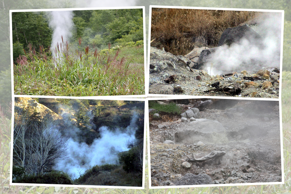 八幡平の秘湯「ふけの湯」の噴気と湯煙/癒し憩い画像データベース