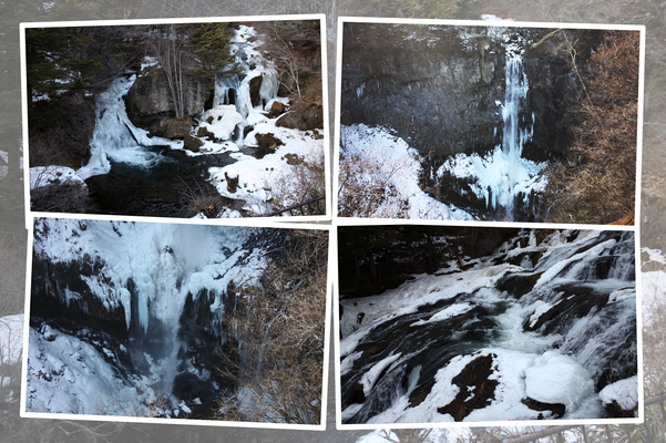 氷結した冬の「華厳の滝」と「竜頭の滝」