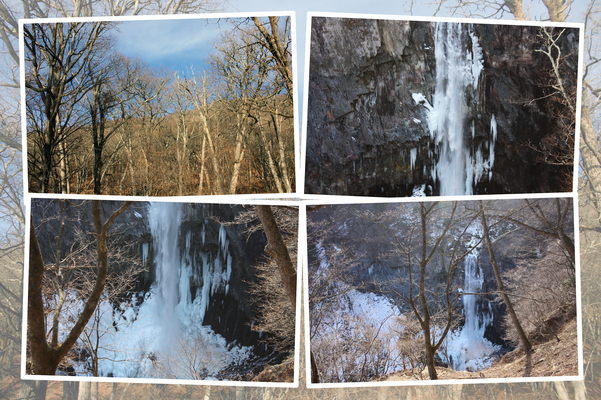氷結した冬の「華厳の滝」
