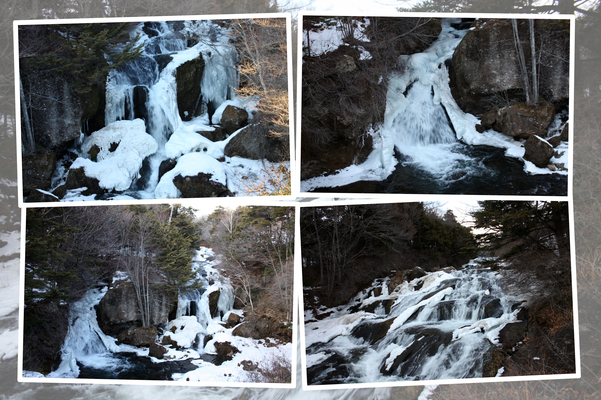 氷結した冬の「竜頭の滝」