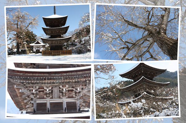 冬の信州・上田「前山寺」の「三重塔」
