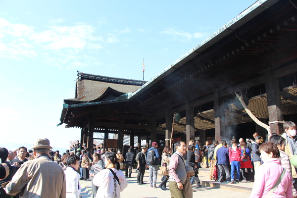 京都・清水寺「本堂舞台の人々」と秋模様