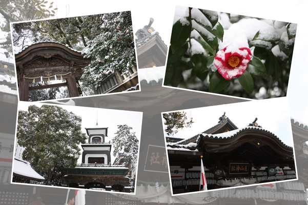 積雪の金沢・尾山神社「神門、神殿、東神門」