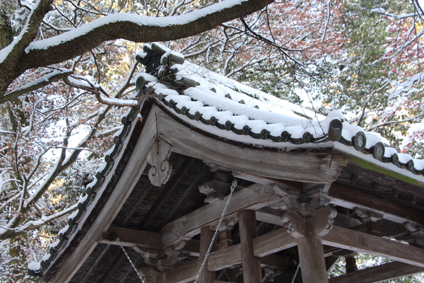 積雪の西明寺「鐘楼の屋根」
