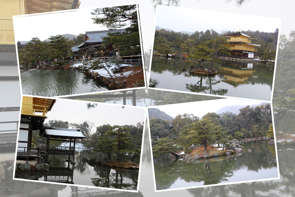 雪の京都・金閣寺「鏡湖池と金閣」