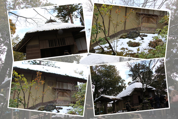 冬の京都・金閣寺「夕佳亭の外観と積雪」