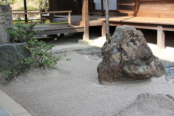 春の京都・銀閣寺「本堂と東求堂間の小庭園」