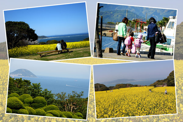 春の福岡・能古島から見た「博多湾と島」