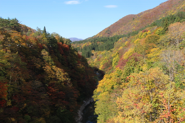 青い空と秋の渓谷/癒し憩い画像データベース