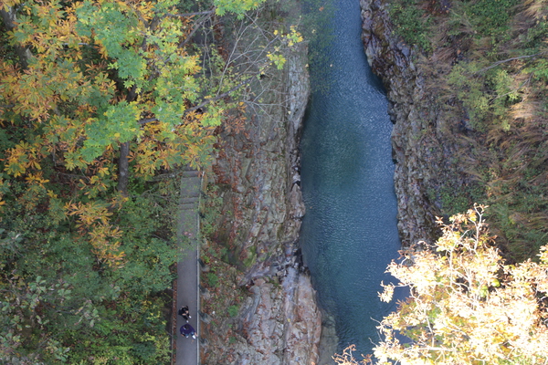 秋の小安峡「渓流に沿う遊歩道」