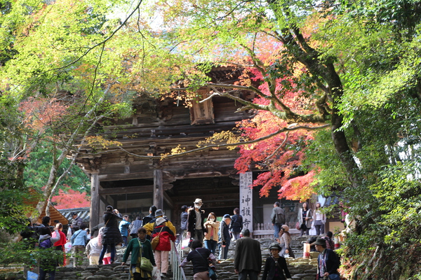秋の京都・神護寺「楼門と人々」