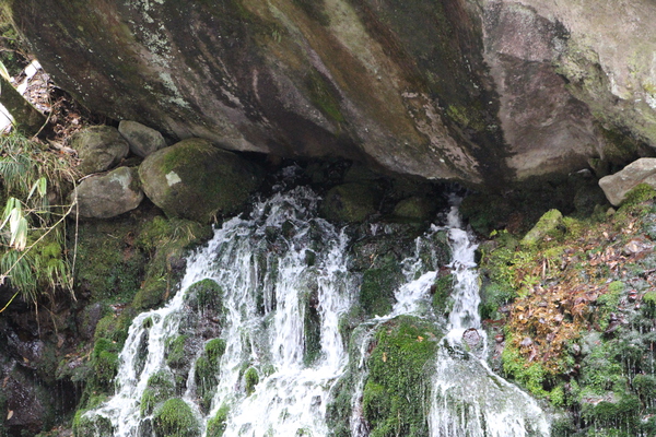 巨岩下の「伏流水の滝」/癒し憩い画像データベース
