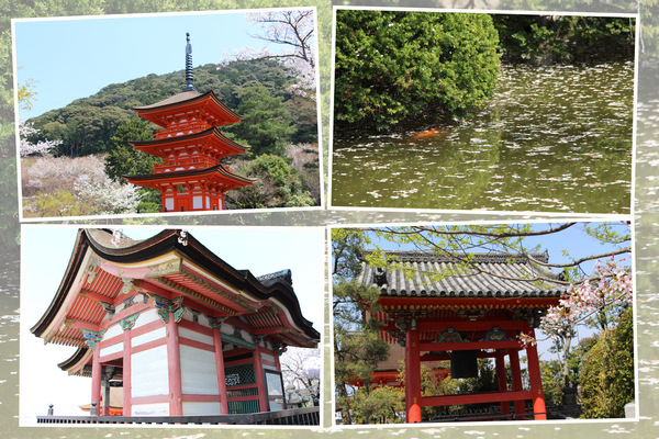 春の京都・清水寺「子安塔、西門、鐘楼、放生池」