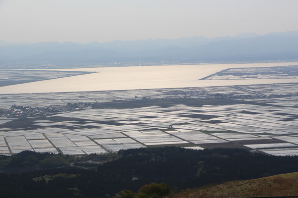 寒風山から見た八郎潟方面
