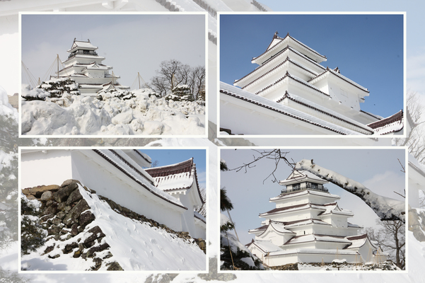 冬の会津若松城「積雪と天守閣」