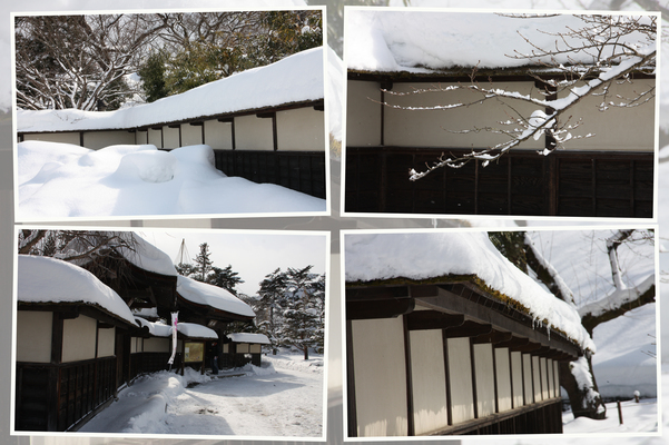積雪の会津若松城「茶室麟閣の外観」