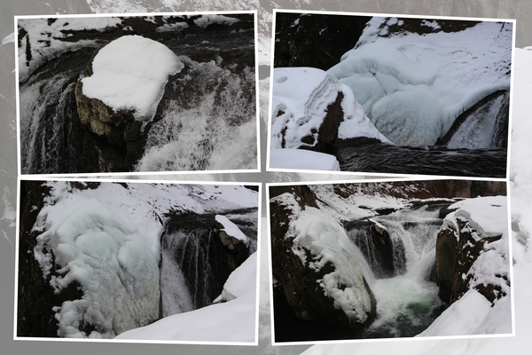 積雪期の吹割渓谷「鱒飛の滝」