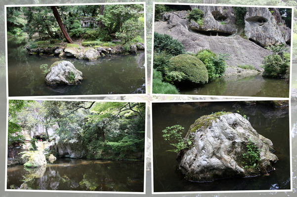 深緑期の那谷寺「奇岩遊仙境の前の池風情」