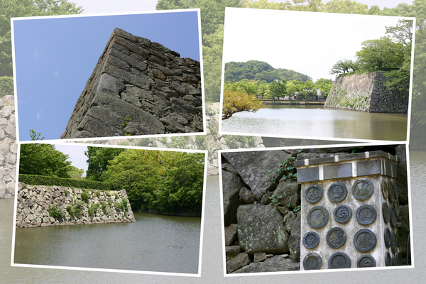 春の姫路城「石垣群と濠」