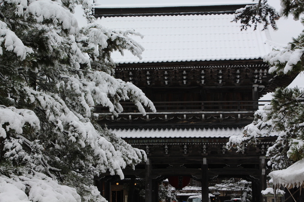 積雪した「智恩寺の山門」