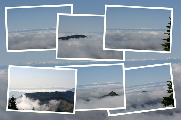 横手山「山頂から見た日本アルプス方面と雲海」